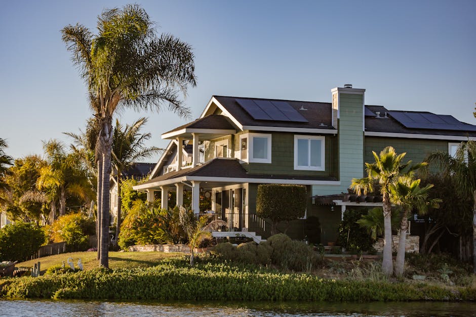 Modern home featuring a newly installed residential solar panel system on the roof.